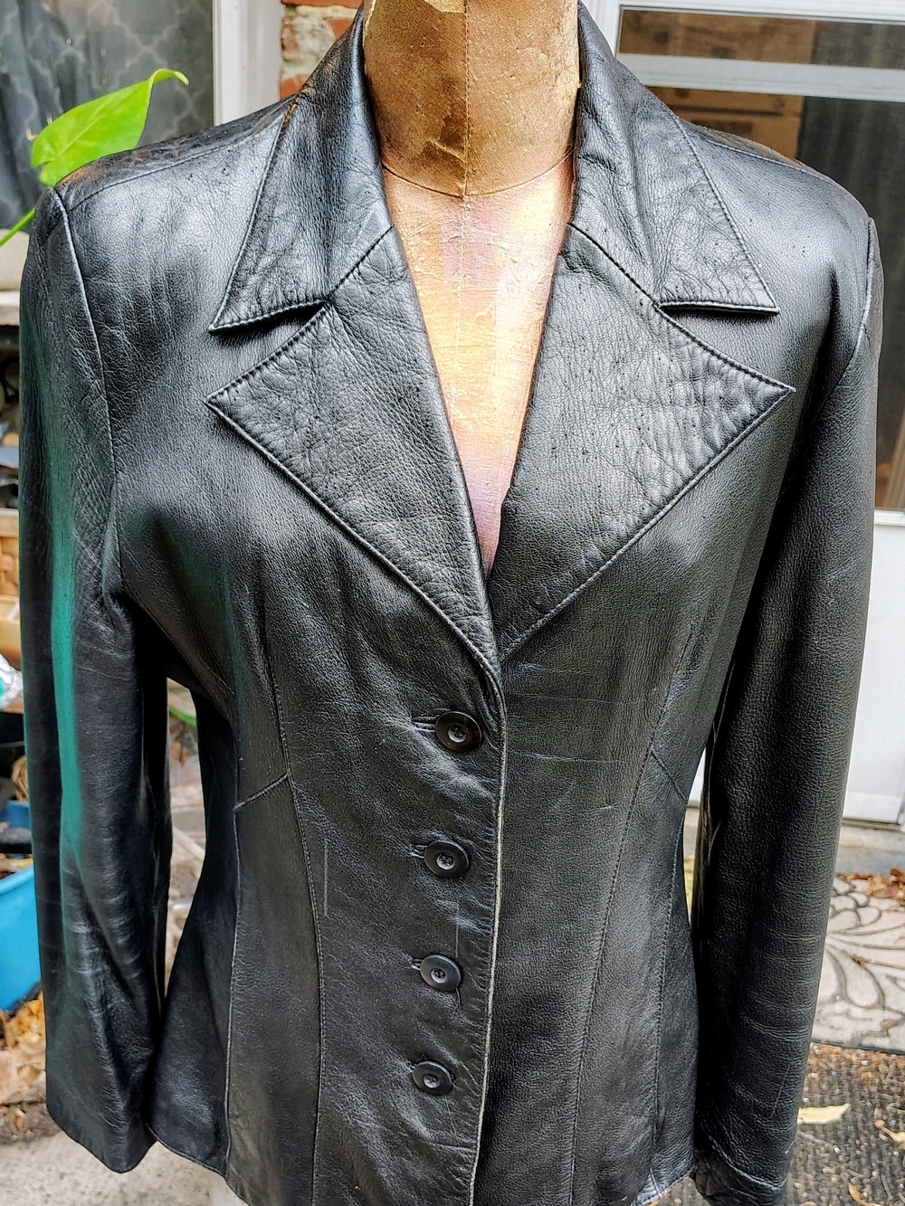 PELLE STUDIO Wilsons Leather Women's Black Button-Front Leather Jacket